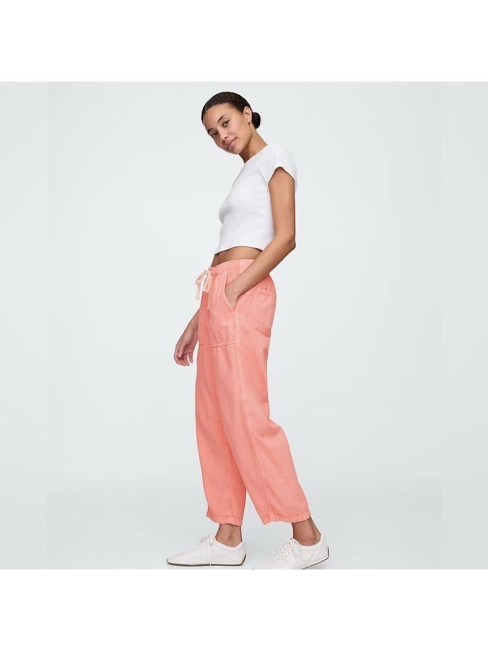 Gap Slouchy Mid-Rise Supersoft Tea Rose Pink Denim Pull-On Jeans Pants L NWOT